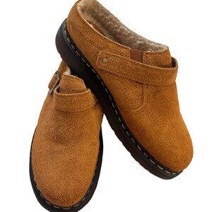Dr. Martens Mens Tan Suede Isham Shearling-Lined Slip-On Mules 12 US New NWOT